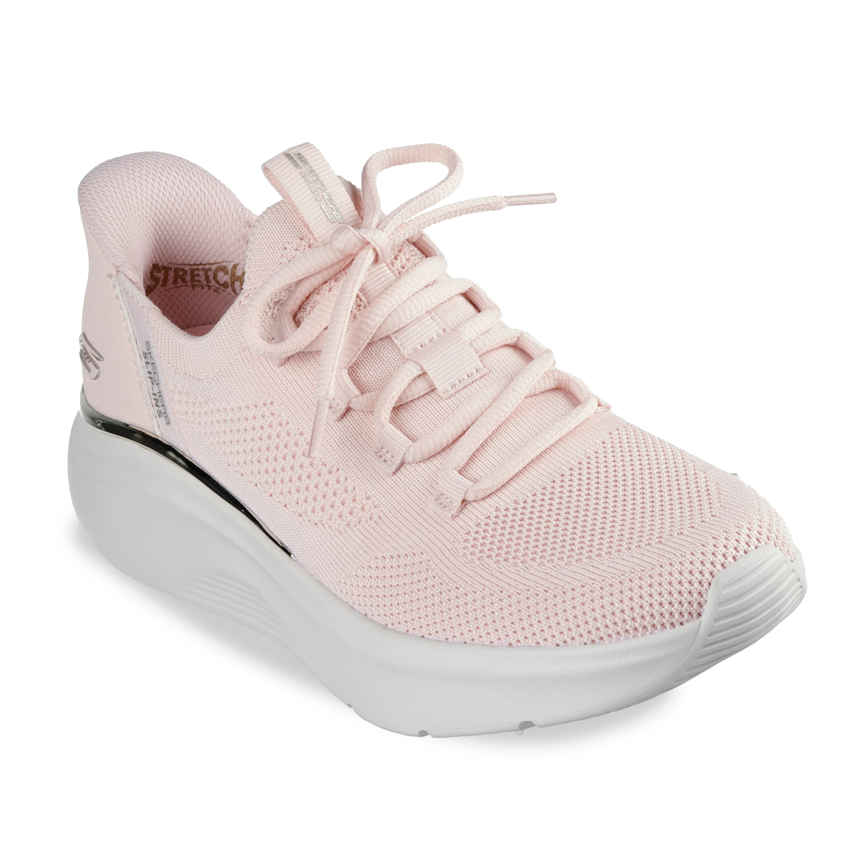 Tênis feminino Skechers BOBS B LOVE 117617-LTPK rosa claro vista frontal com design anatômico